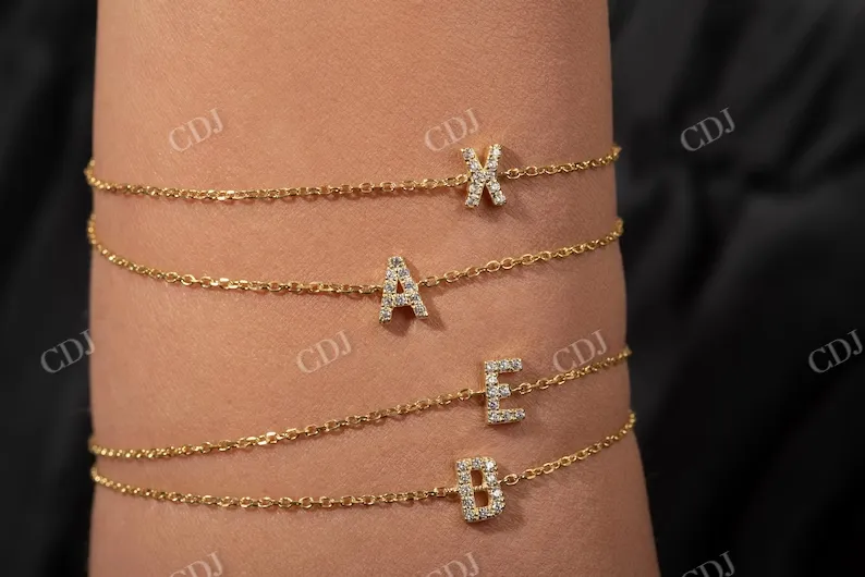 0.10CT Natural Diamond Letter Bracelet