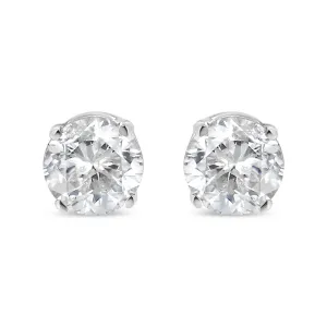 10K White Gold 1/4 Cttw Round Brilliant-Cut Near Colorless Diamond Classic 4-Prong Stud Earrings (H-I Color, I2-I3 Clarity)