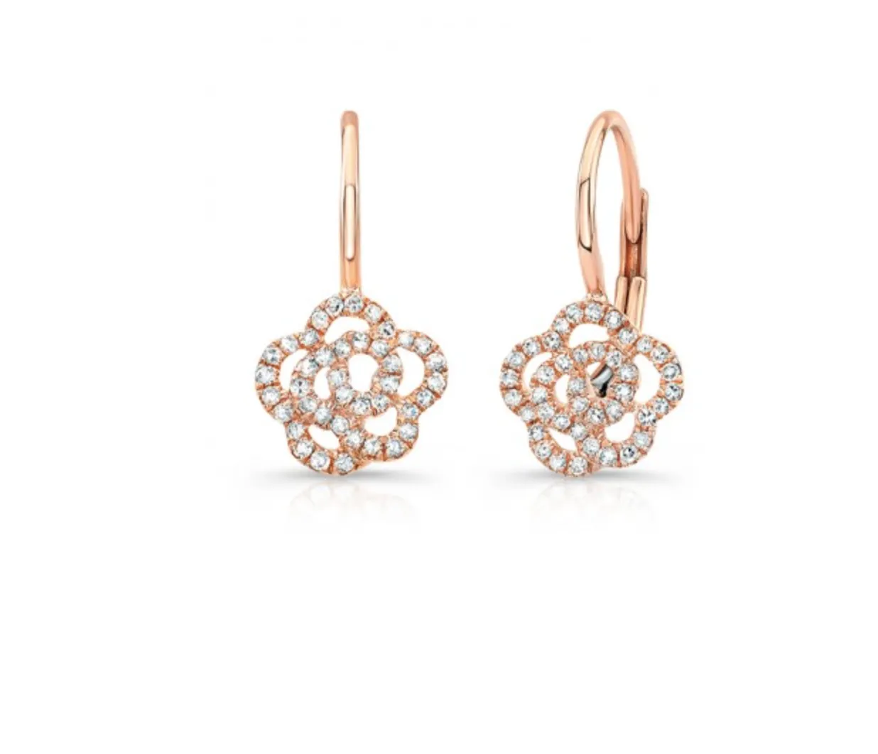 14K GOLD DIAMOND CAMILIA LEVERBACK EARRINGS