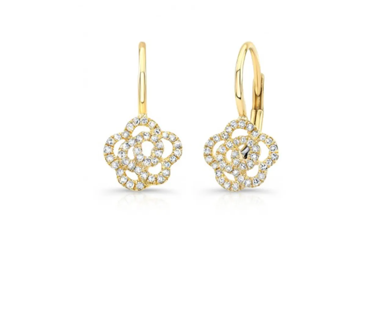 14K GOLD DIAMOND CAMILIA LEVERBACK EARRINGS