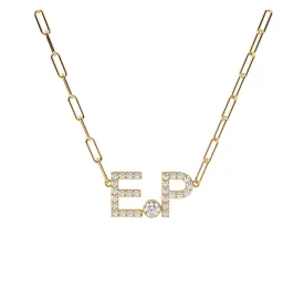 14k Initials On A Link Chain Necklace