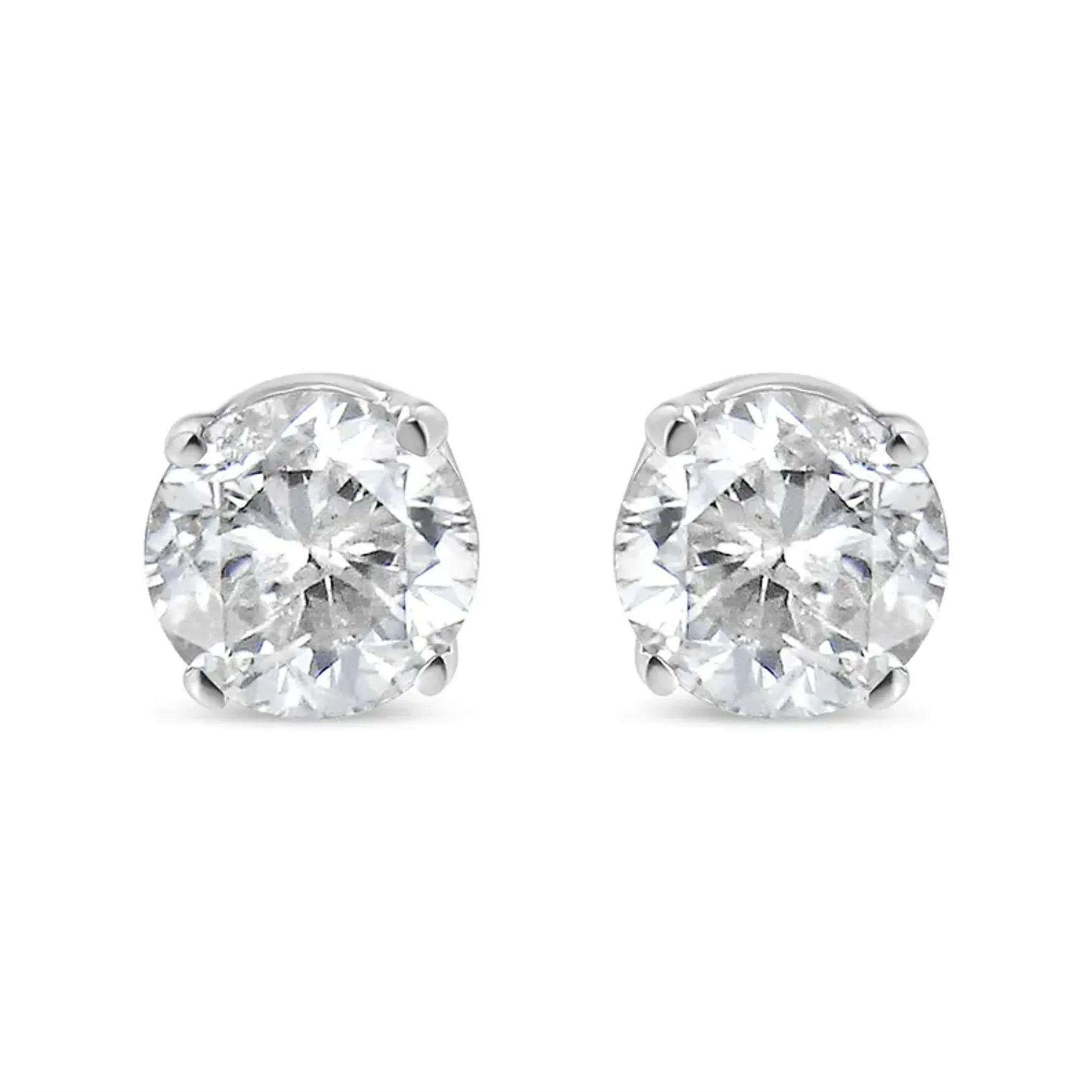 14K White Gold 1/4 Cttw Round Brilliant-Cut Near Colorless Diamond Classic 4-Prong Stud Earrings (I-J Color, VS1-VS2 Clarity)