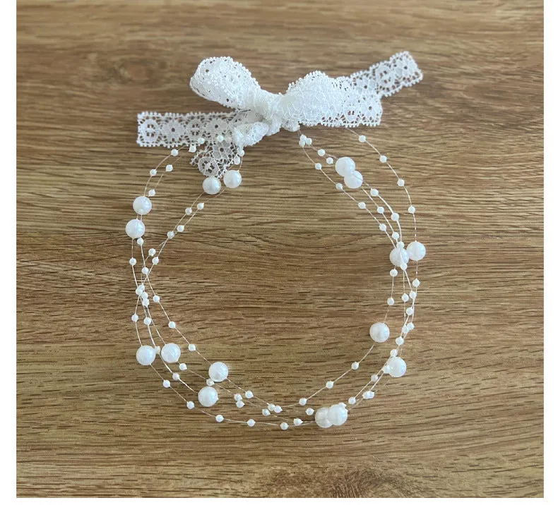 Babymoon Baby Girl' s Pearl Designer Headband | Girls Hair Accessories | White