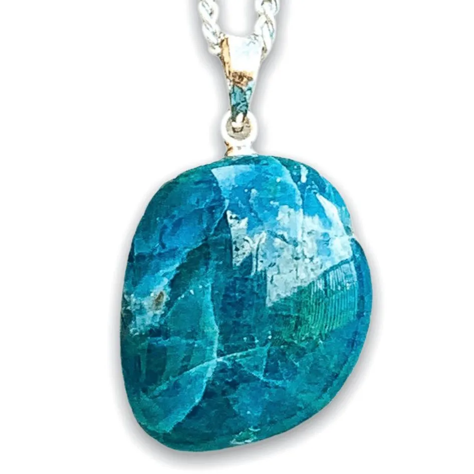 Blue Apatite Stone Pendant Necklace