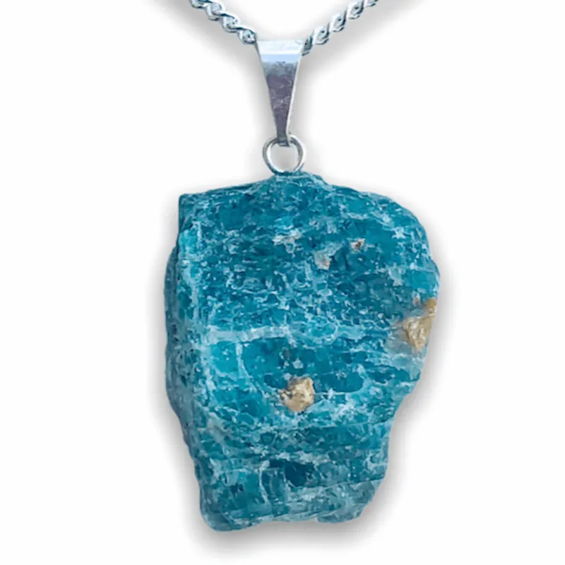 Blue Apatite Stone Pendant Necklace