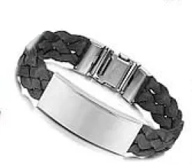 Boys Bracelet -Black Blank Plate