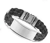 Boys Bracelet -Black Blank Plate