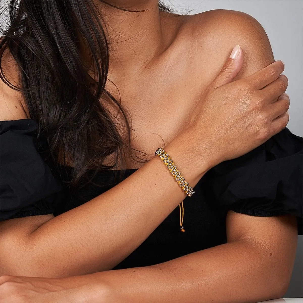 Camel Links | Mini Kismet Bracelet | Orange x Silver