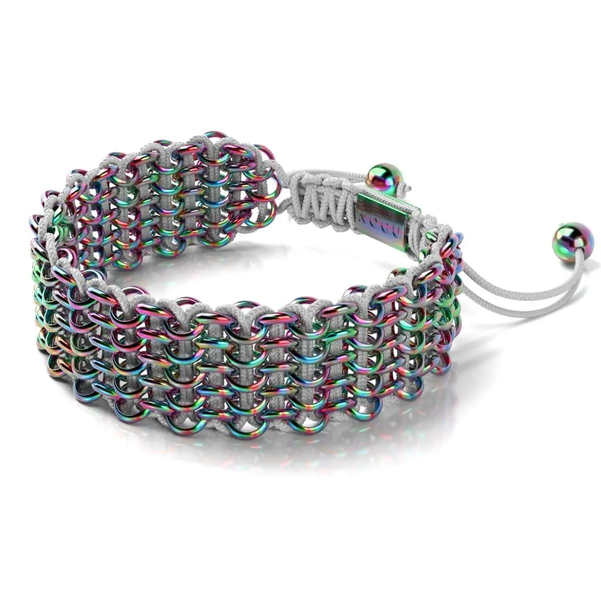 Chameleon Links | Deluxe Kismet Bracelet | White x Unicorn Silver