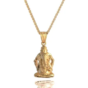 Classy Men Gold Ganesh Pendant Necklace