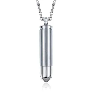 Classy Men Silver Pistol Bullet Pendant Necklace