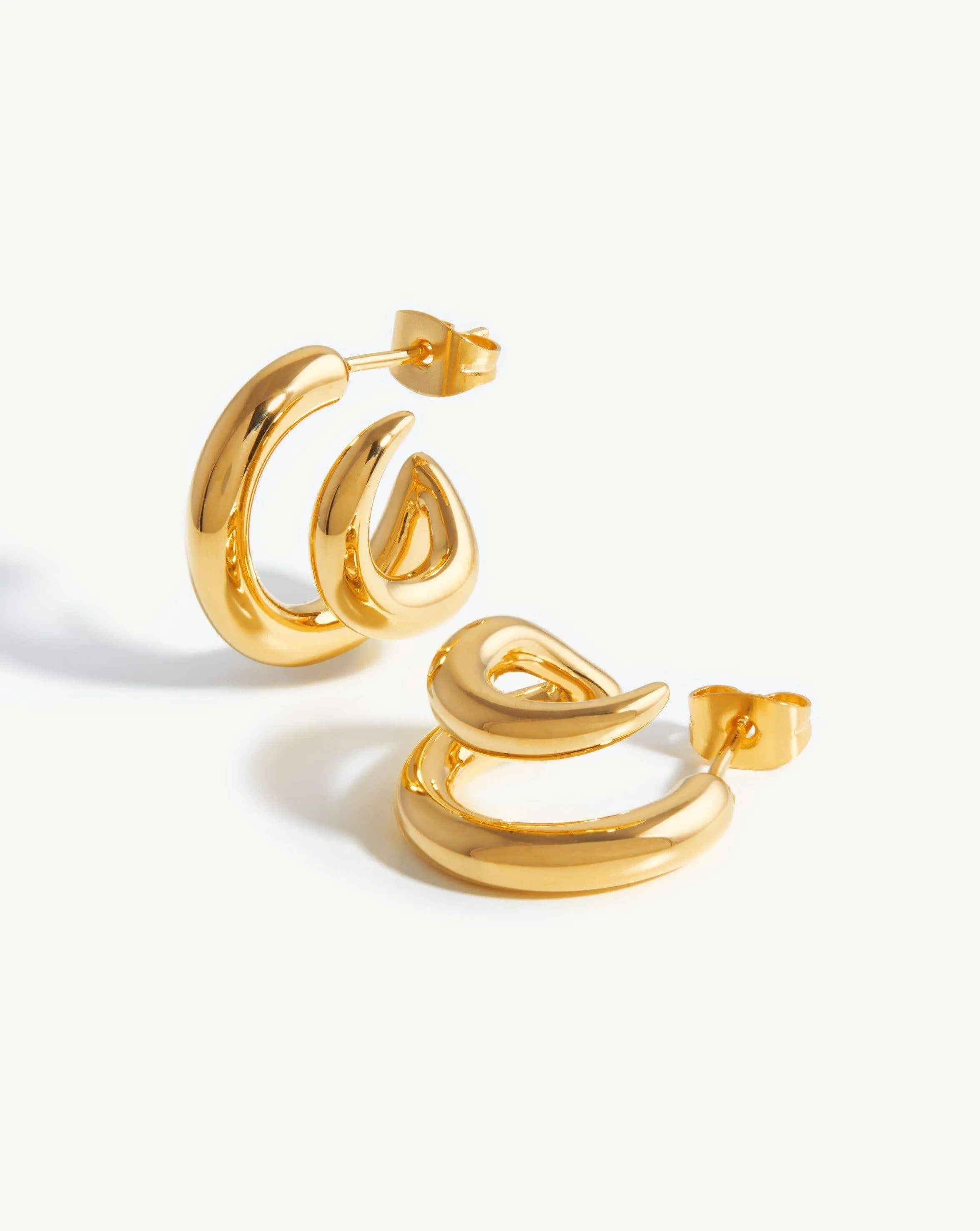 Claw Chunky Double Hoop Earrings | 18k Gold Plated