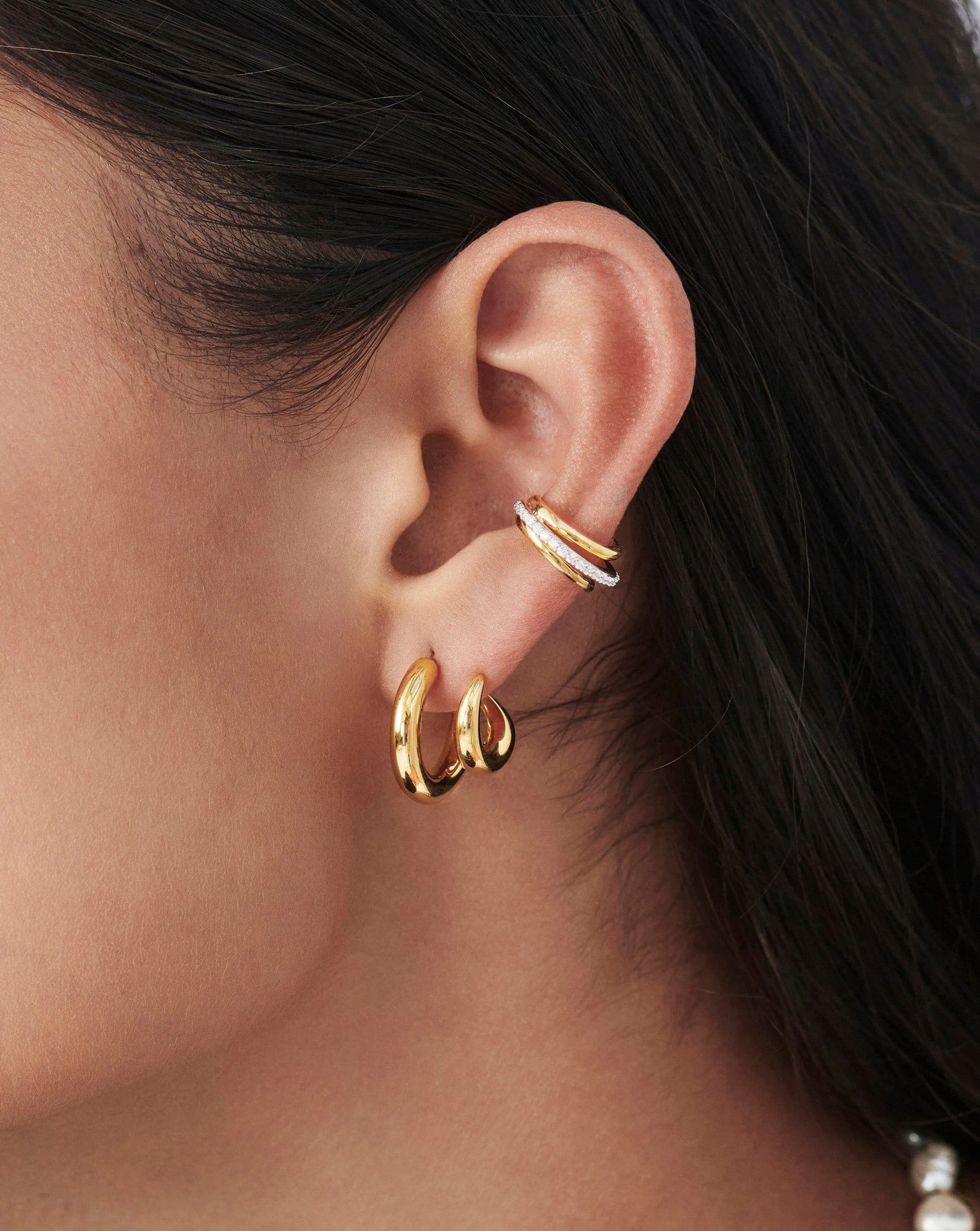 Claw Chunky Double Hoop Earrings | 18k Gold Plated