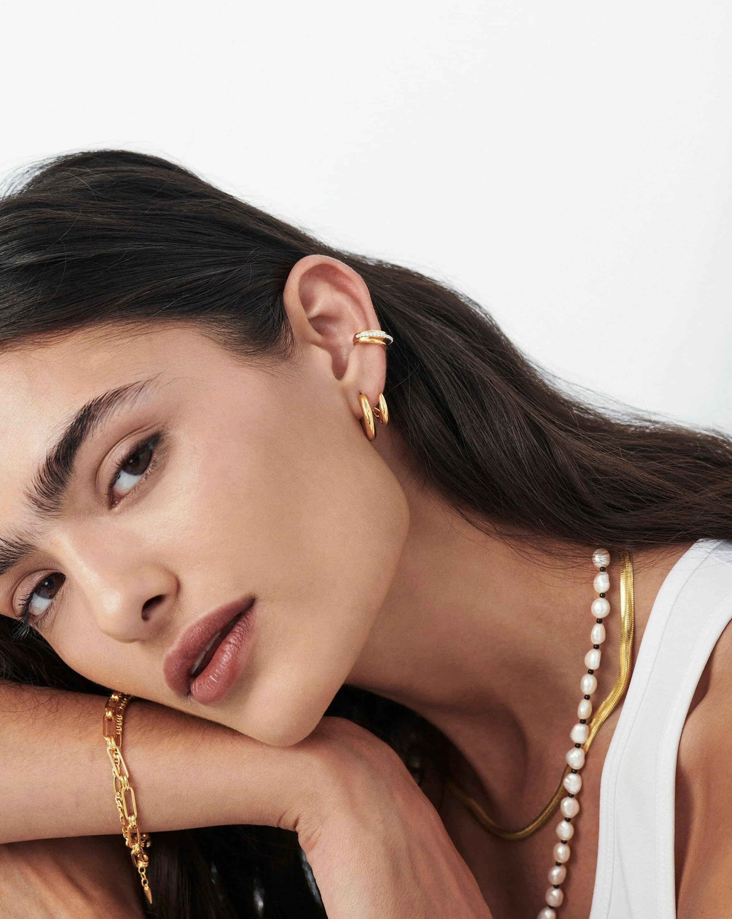 Claw Chunky Double Hoop Earrings | 18k Gold Plated