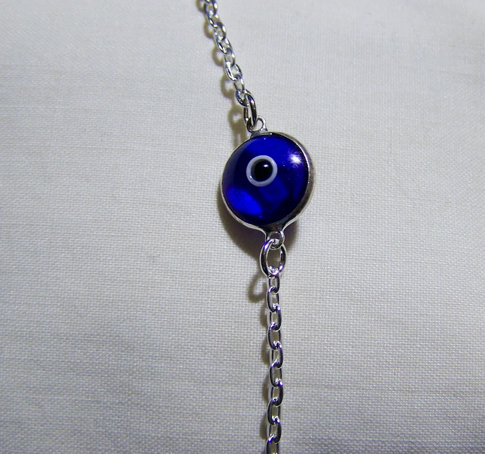 Cobalt Blue and Silver Evil Eye Bracelet