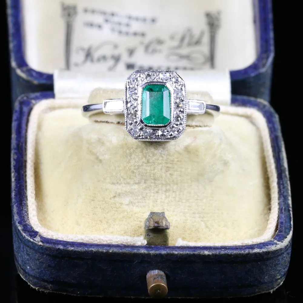 Emerald Diamond Engagement Ring 18Ct White Gold