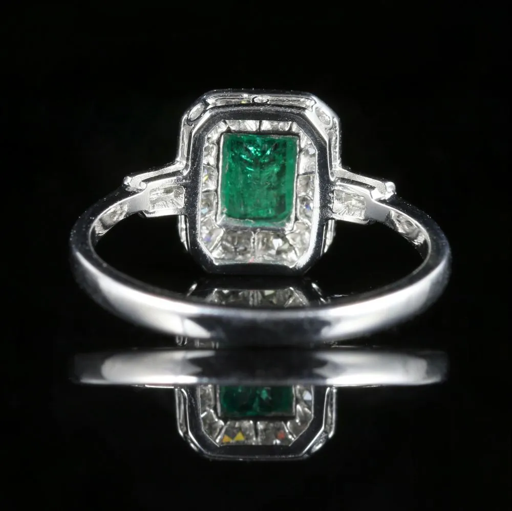 Emerald Diamond Engagement Ring 18Ct White Gold