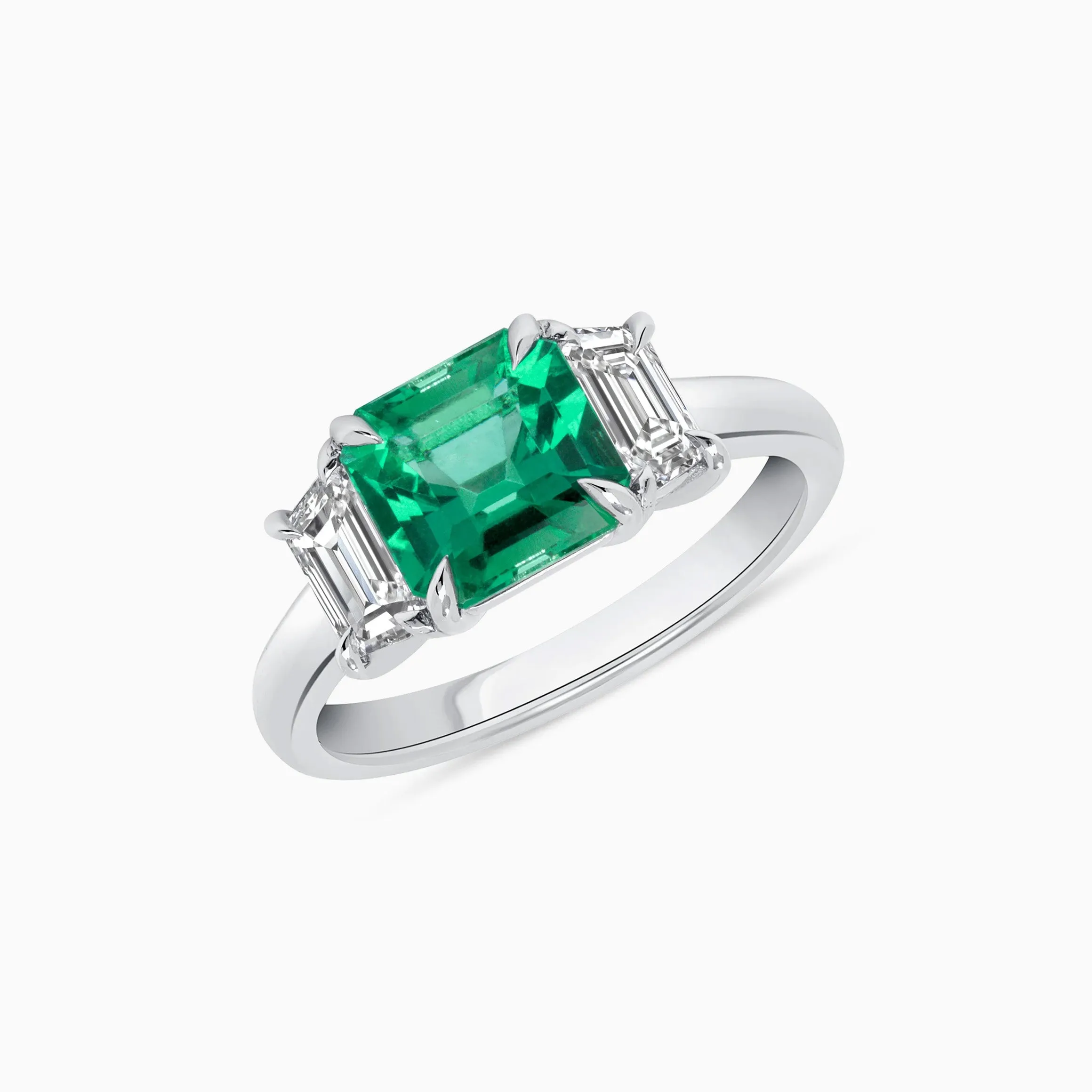 Emerald Diamond White Gold Ring