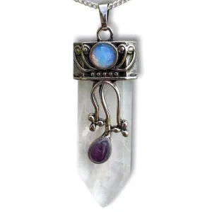 Flower Point Gemstone Pendant Necklace