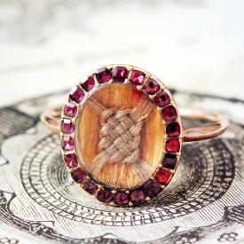 Georgian Garnet Woven Hair Memorial Ring