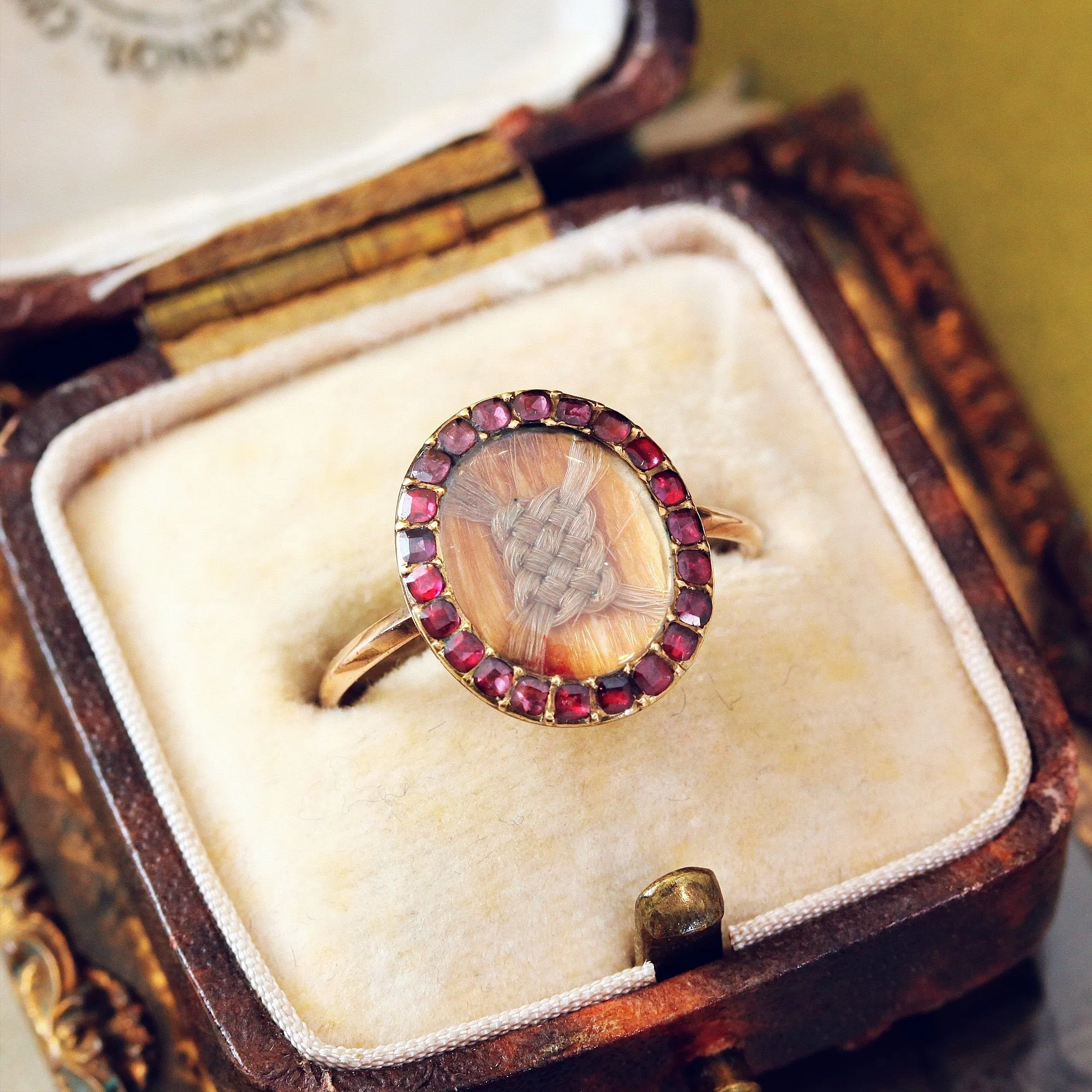 Georgian Garnet Woven Hair Memorial Ring