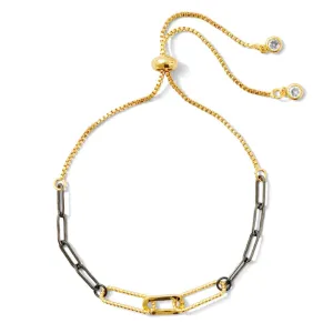 Gold Accented Gunmetal Pulley Bracelet