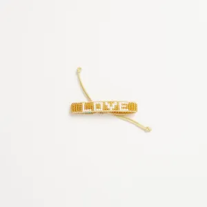 Kids Woven LOVE Bracelet - Gold/White