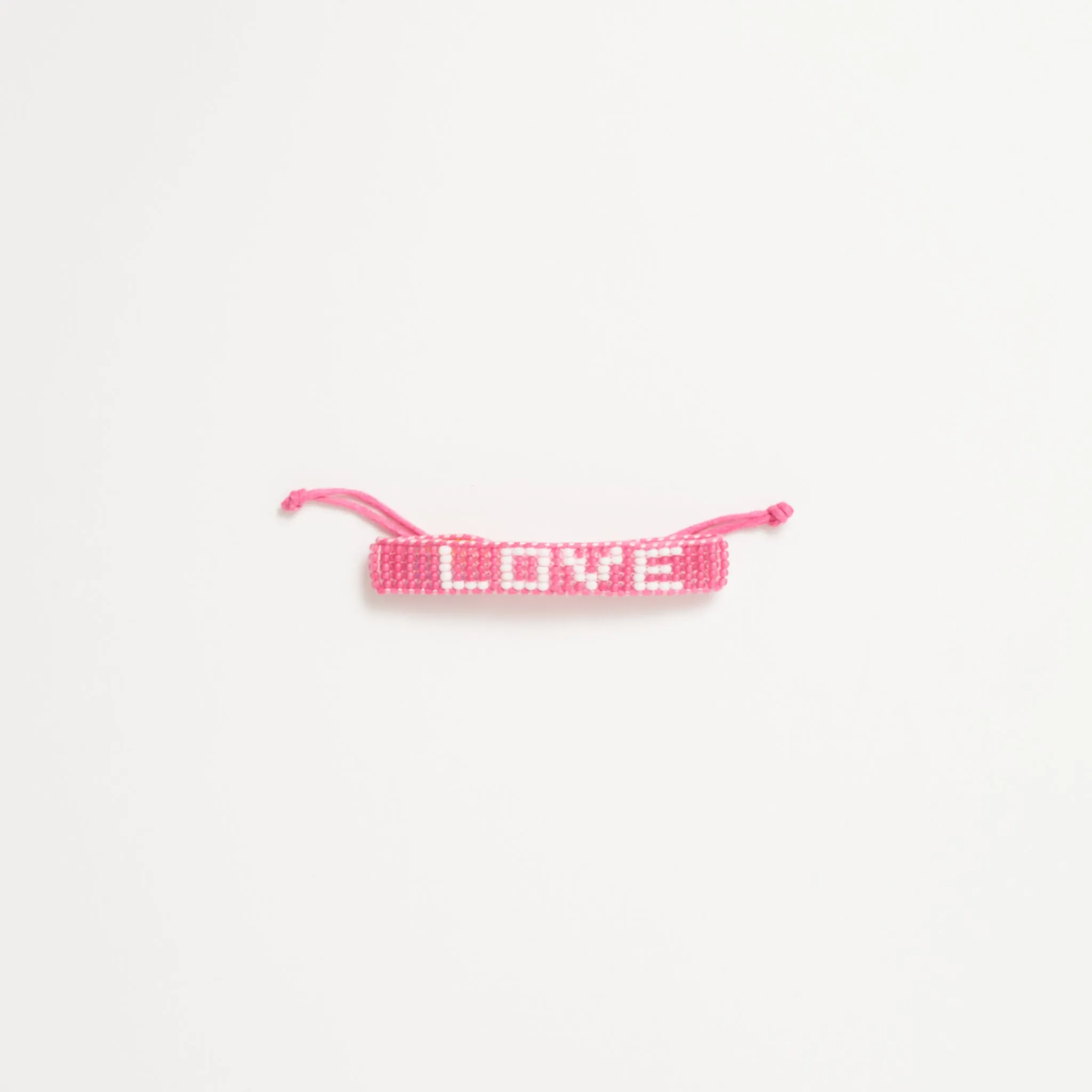 Kids Woven LOVE Bracelet - Pink/White