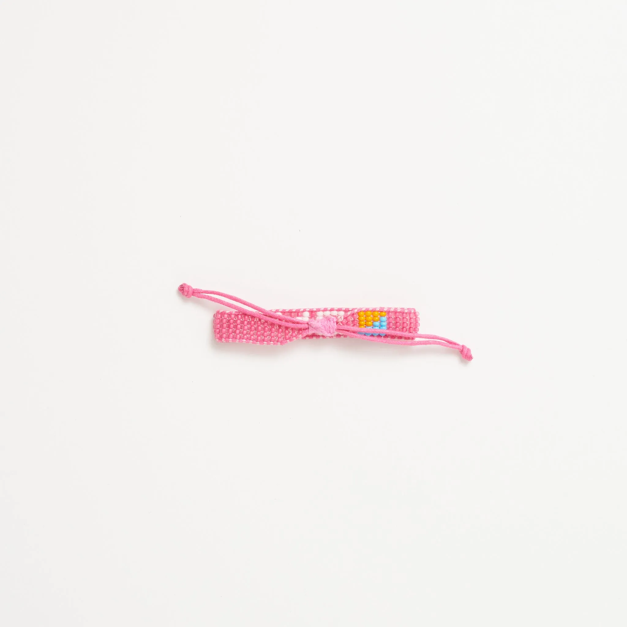 Kids Woven LOVE Bracelet - Pink/White