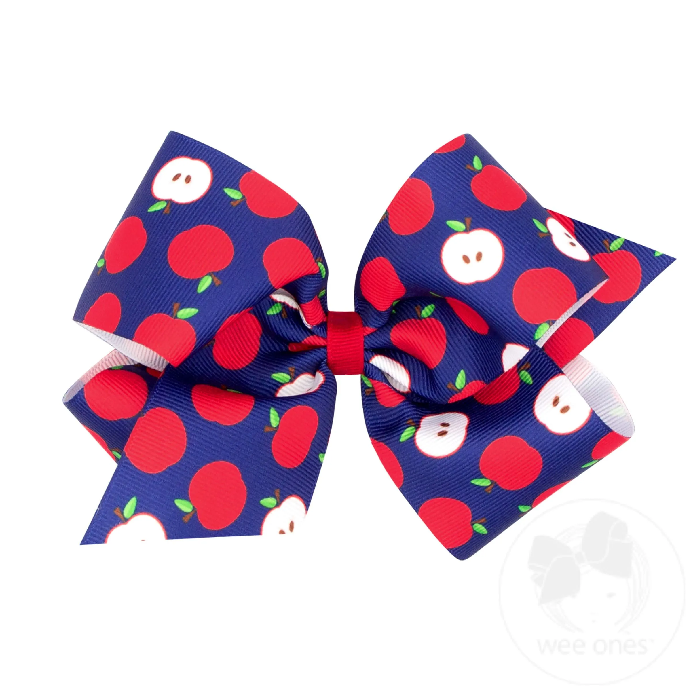 King Apple-printed Grosgrain Girls Hair Bow