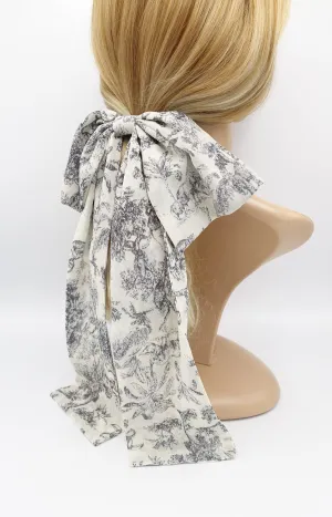 long tail chiffon hair bow jungle print hair accessory for women