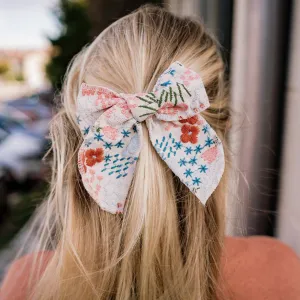 Lovely Florals Embroidered Hair Bow