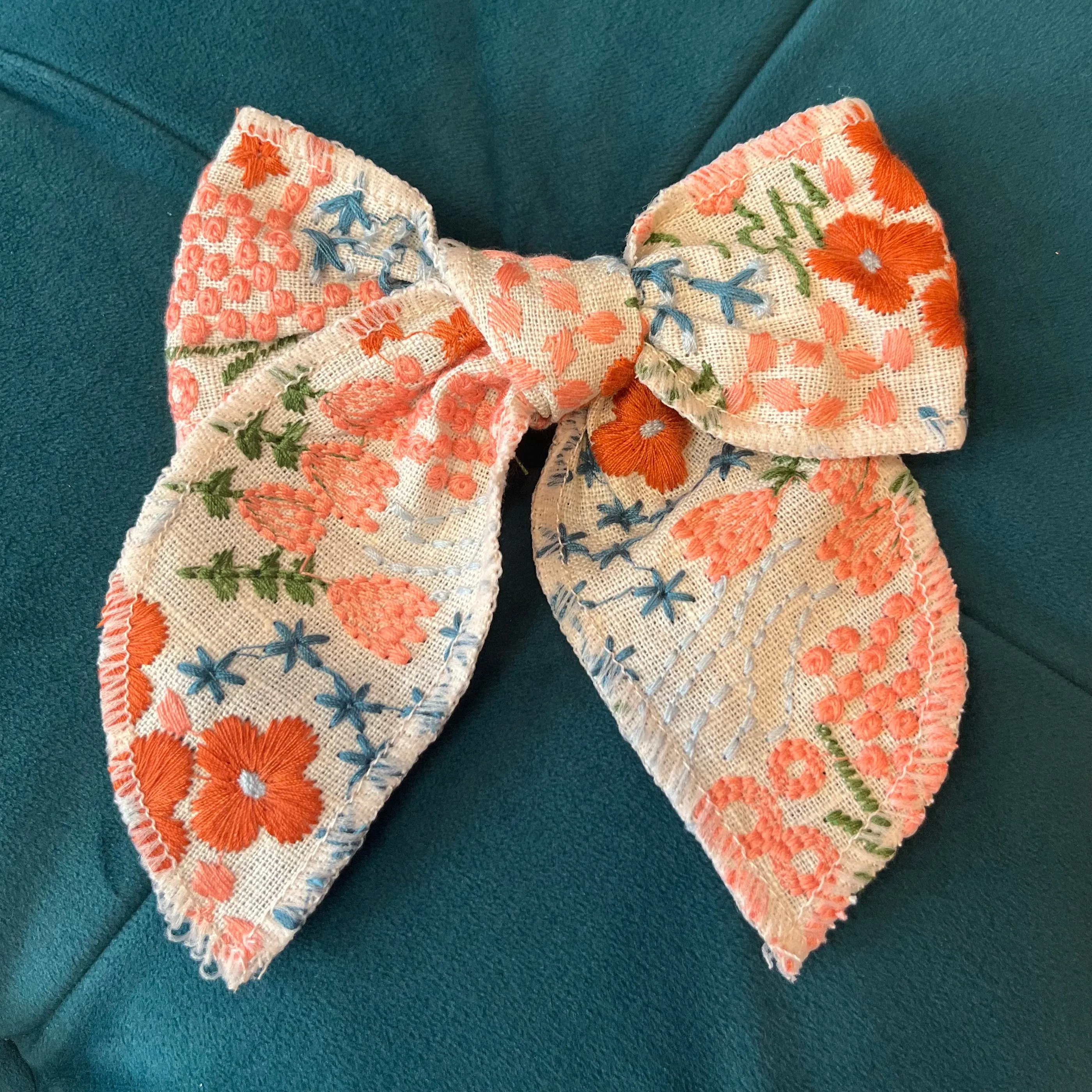 Lovely Florals Embroidered Hair Bow