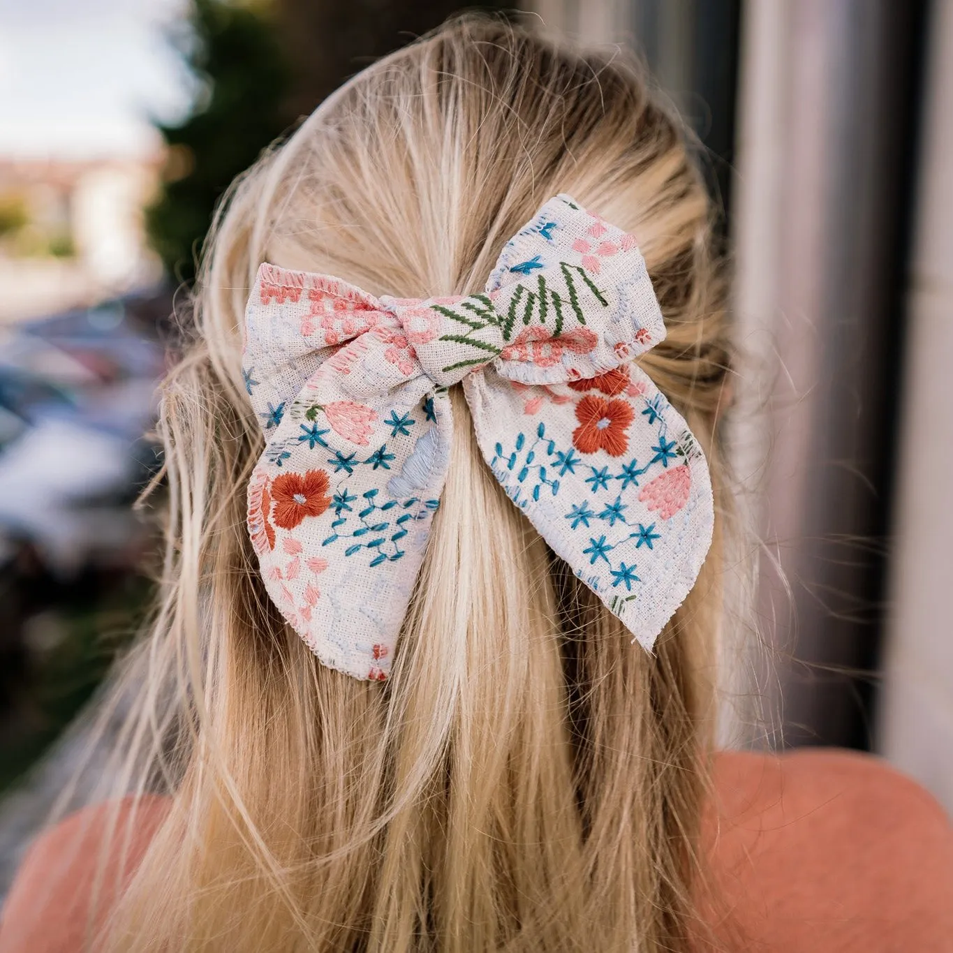 Lovely Florals Embroidered Hair Bow