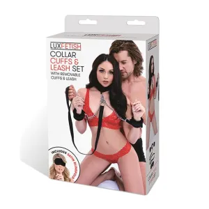 Lux Fetish - Collar Cuffs and Leash Set (Black)