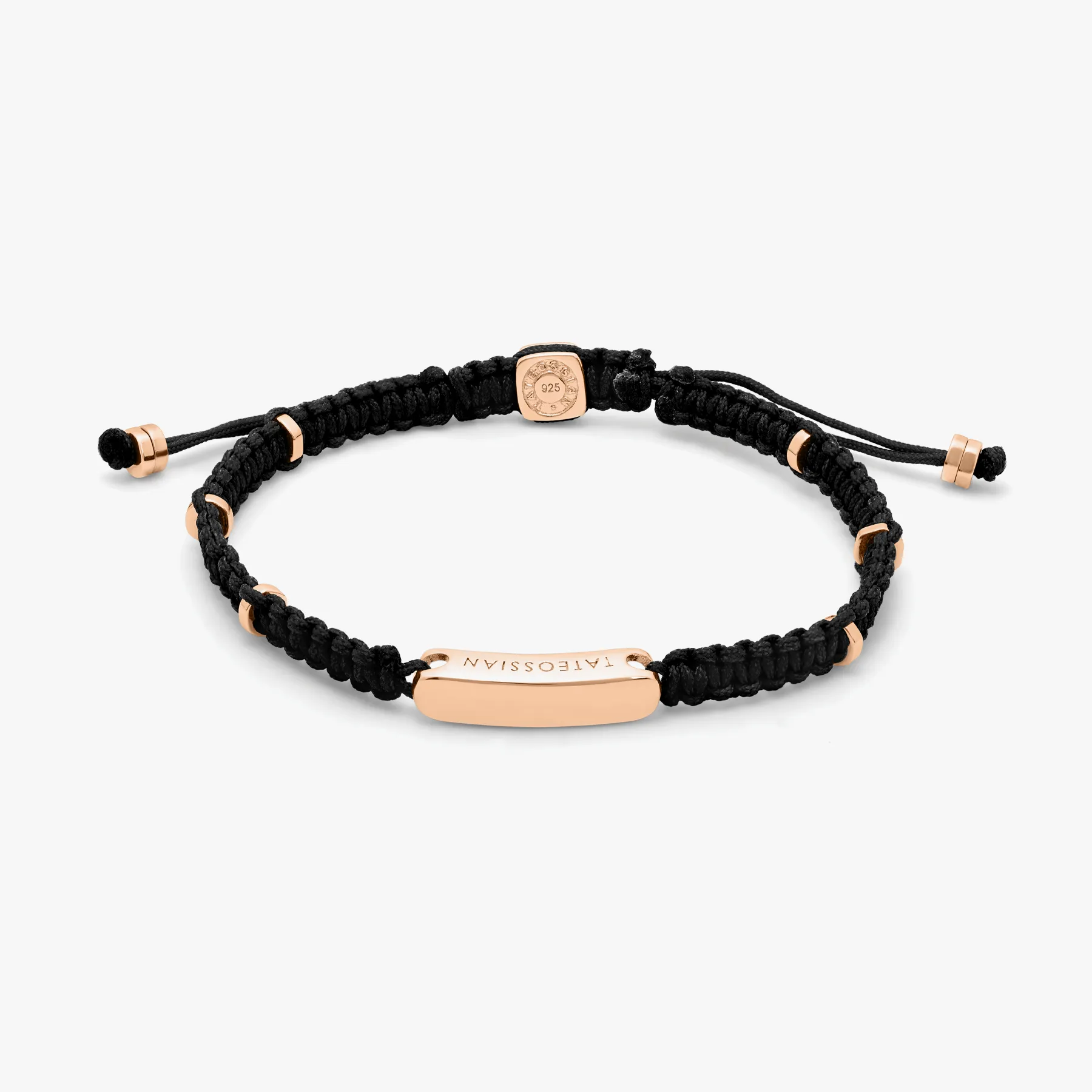 Macramé Bracelet In Black With Rose Gold- Engravable