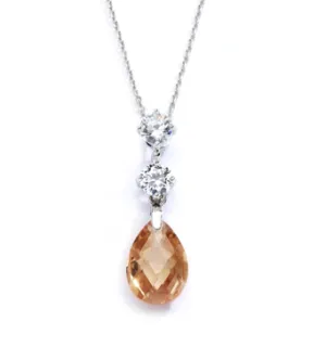 Malia champagne gold crystal drop pendant necklace