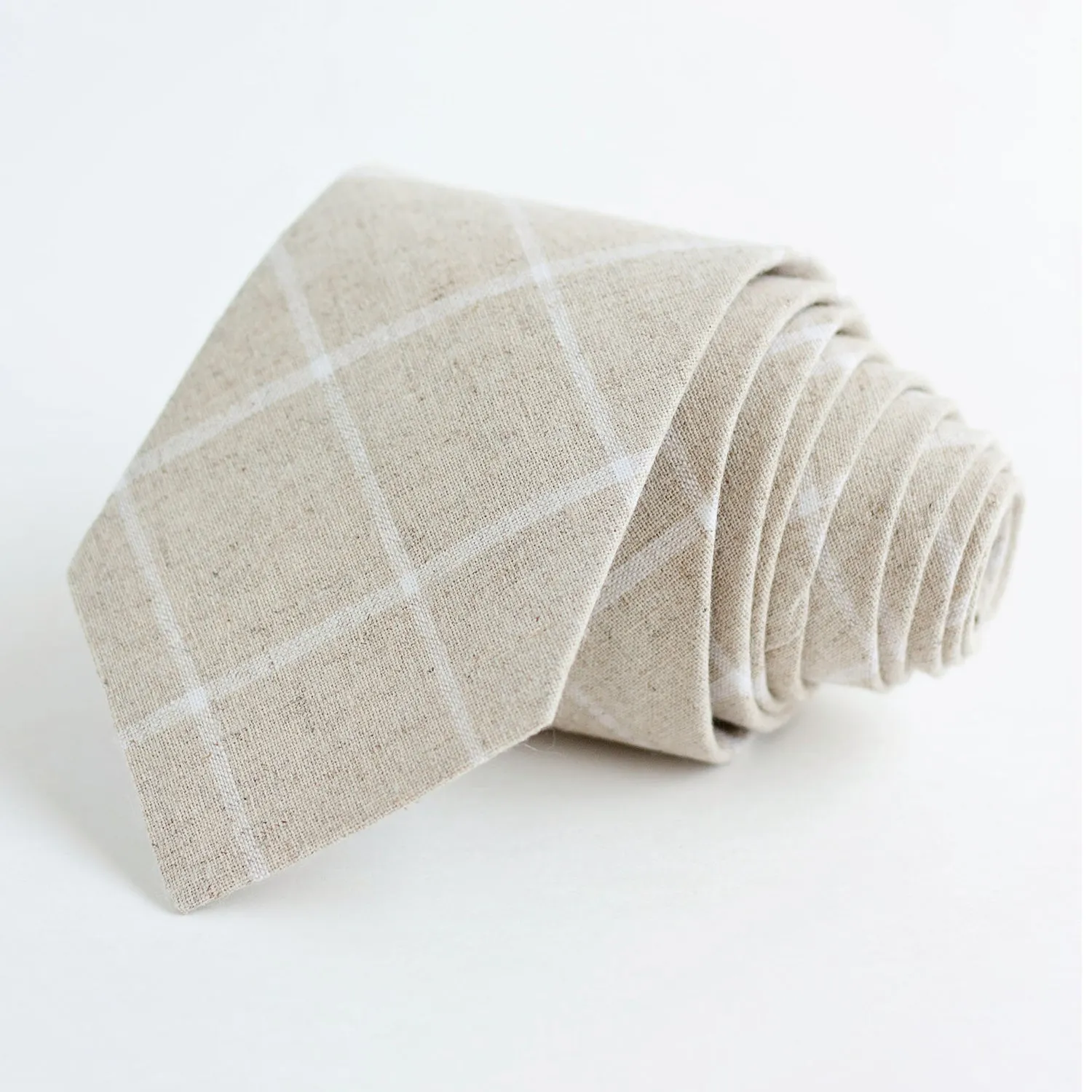 Men's Necktie / Natural Linen Window Pane