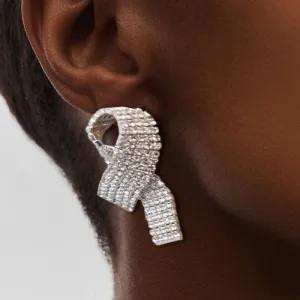 Pave Cancer Ribbon Studs