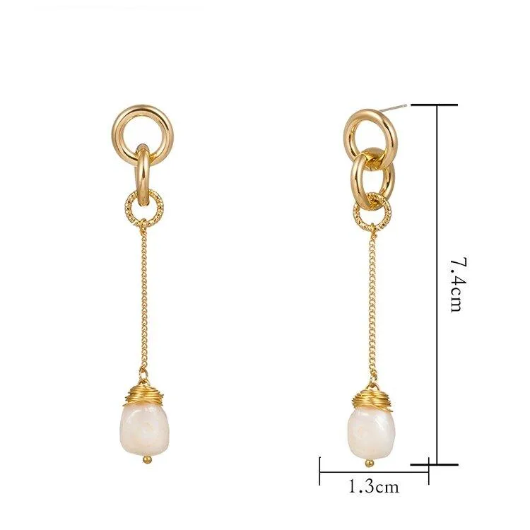 Pearls Drop Earrings with Baroque Freshwater Pearl