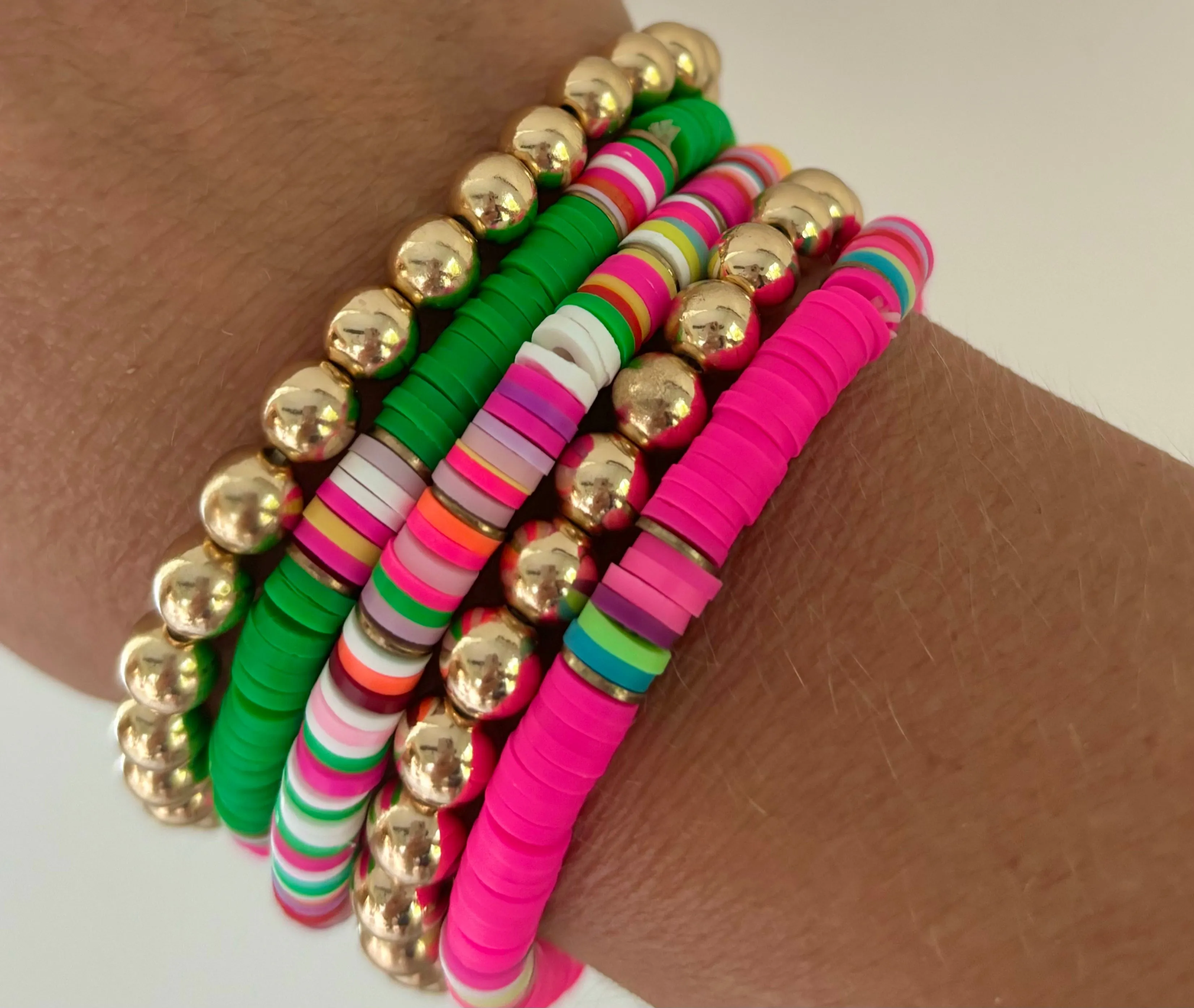 Pink & Green Bracelet Stack