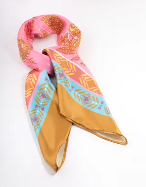 Pink Fabric Paisley Print Scarf