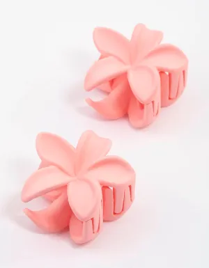 Pink Hibiscus Hair Claw Clip Pack