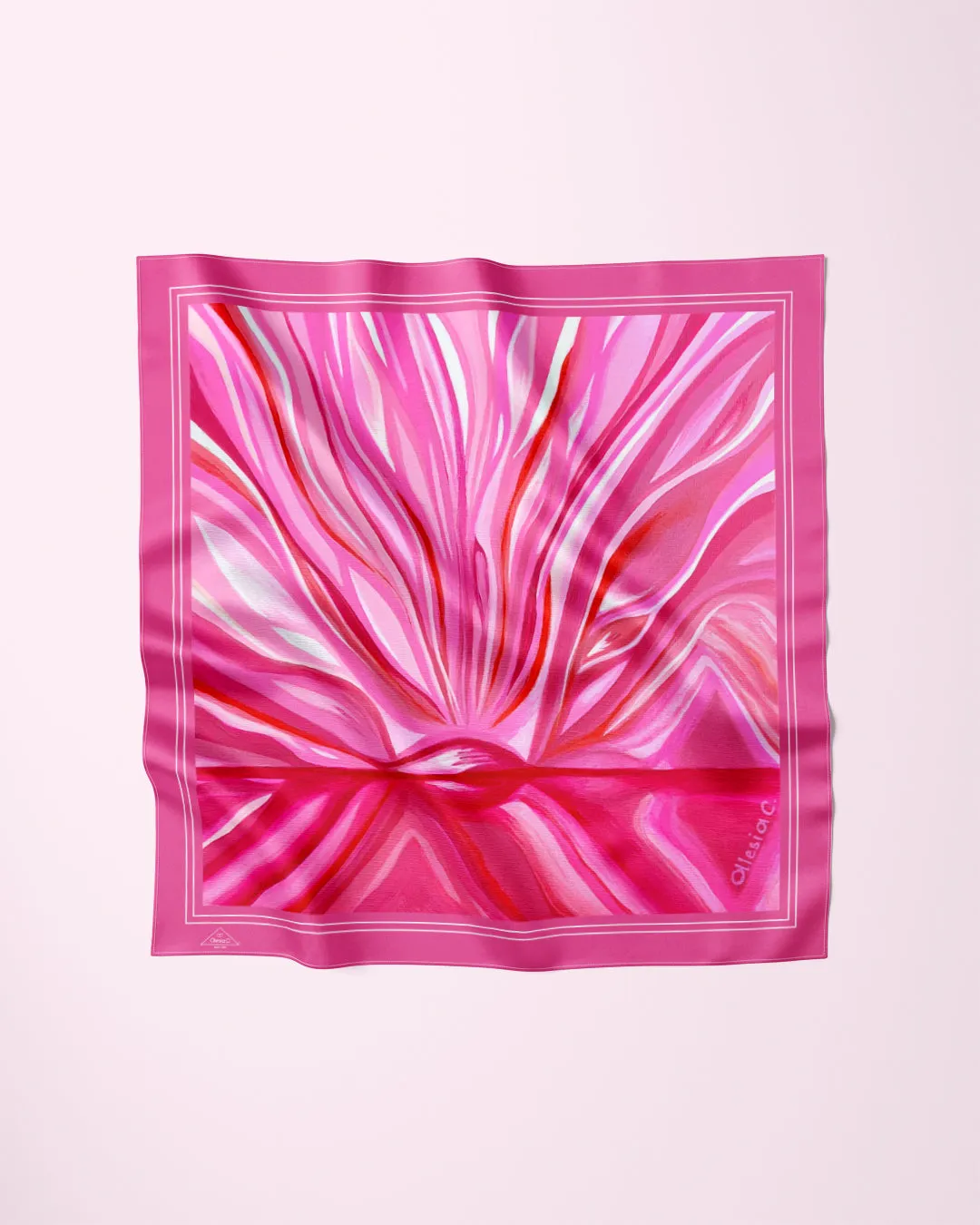 PINK LOVE Designer 100% Silk Art-A-Porte Scarf Pink Border