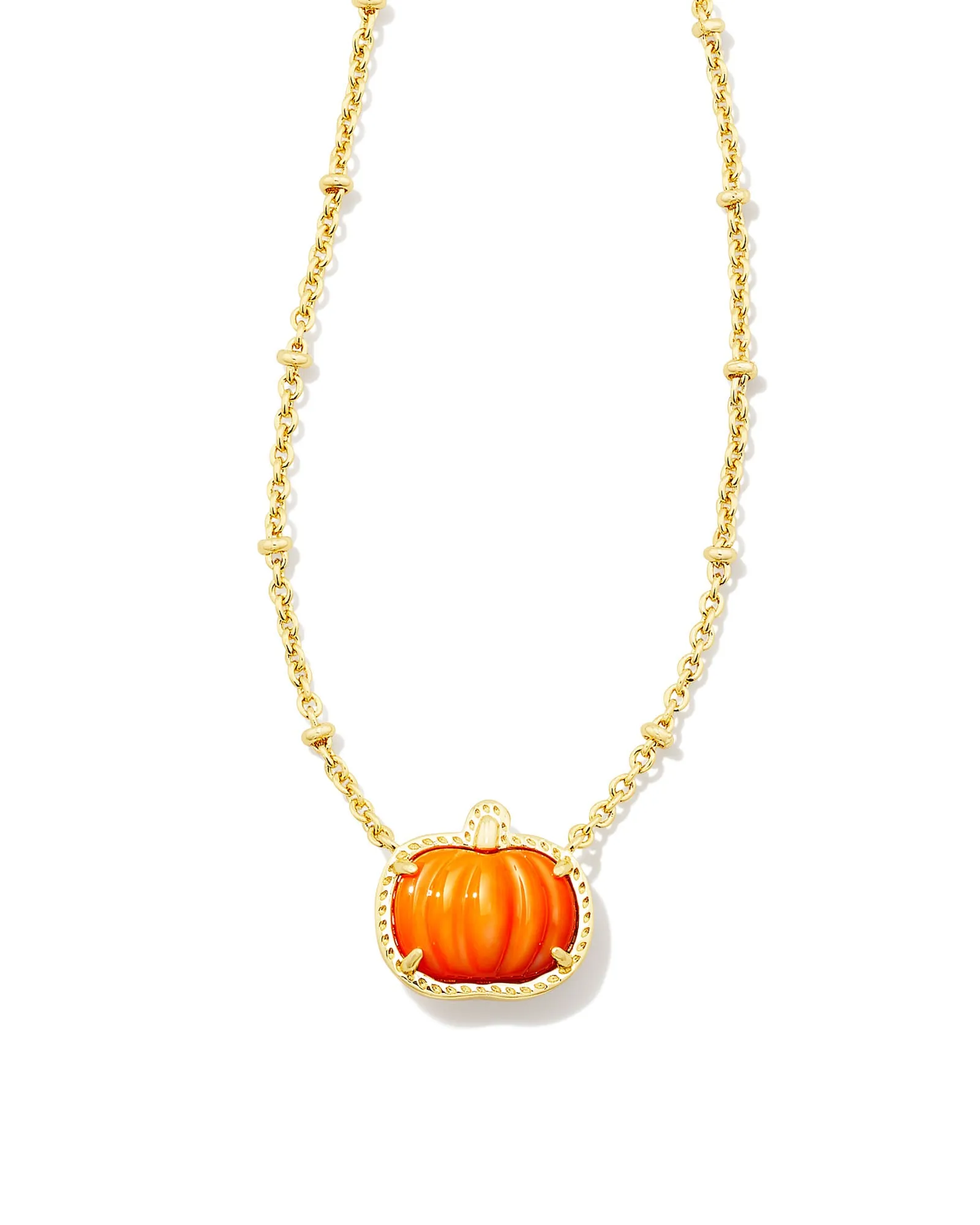 Pumpkin Short Pendant Necklace in Orange Mother of Pearl