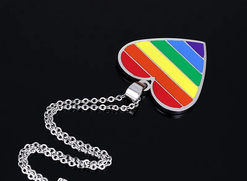Rainbow Heart Pendant Necklace