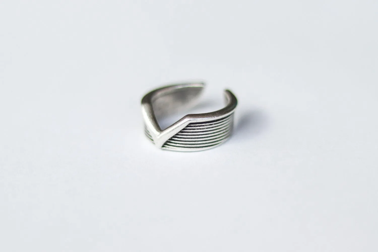 Ring for men, silver statement ring, men's ring, boyfriend gift for him, adjustable ring, v shaped ring, minimalist mens jewelry, stacking