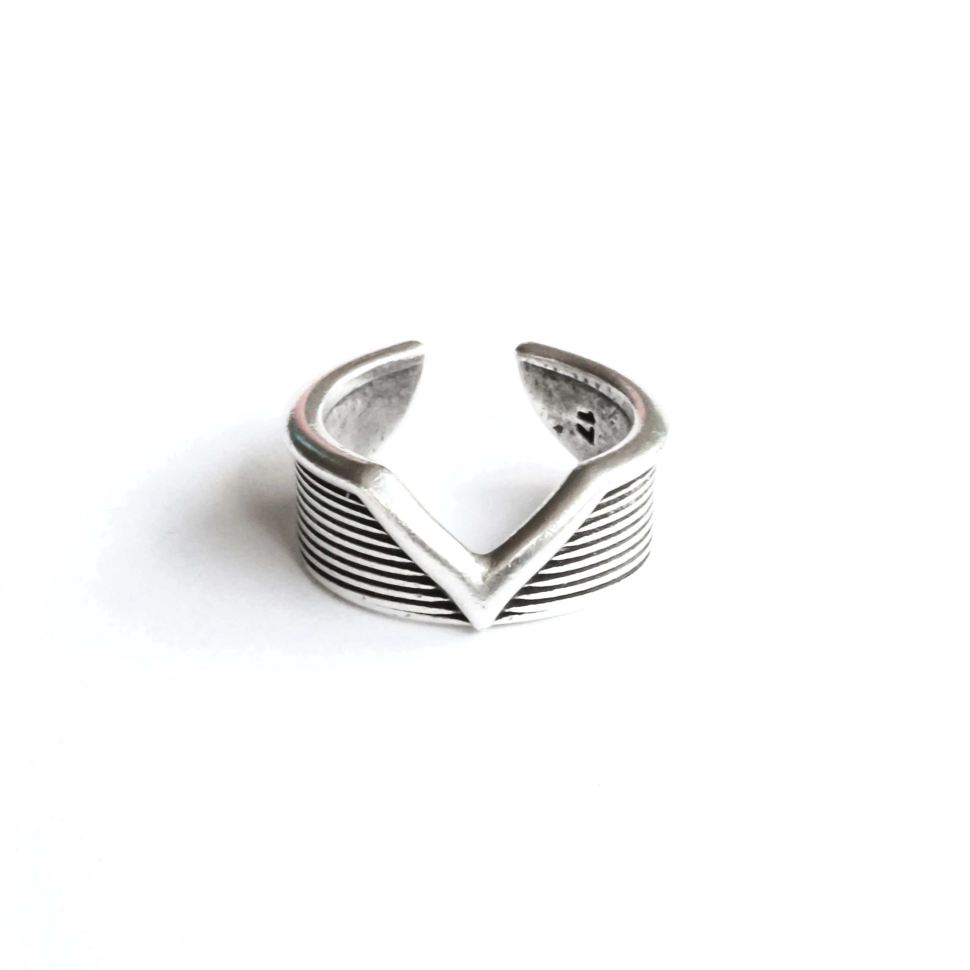 Ring for men, silver statement ring, men's ring, boyfriend gift for him, adjustable ring, v shaped ring, minimalist mens jewelry, stacking