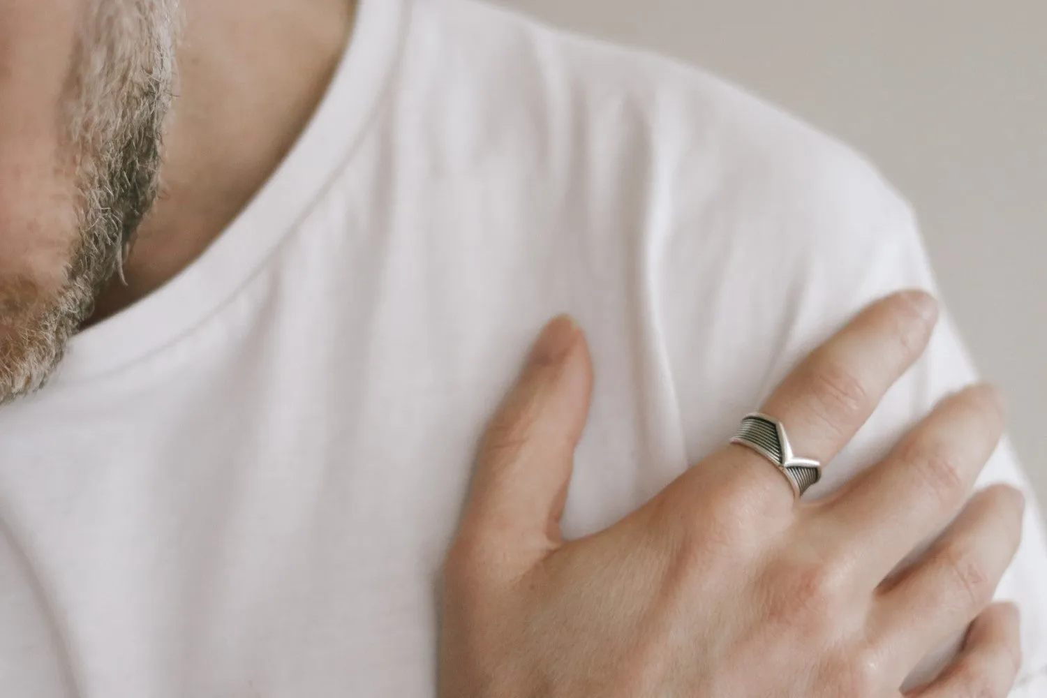 Ring for men, silver statement ring, men's ring, boyfriend gift for him, adjustable ring, v shaped ring, minimalist mens jewelry, stacking