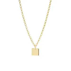 rolo link necklace with square pendant